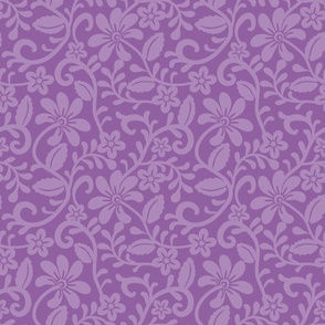 Bigger Scale Orchid Purple Fancy Floral Scroll
