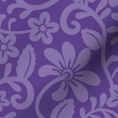 Bigger Scale Grape Purple Fancy Floral Scroll