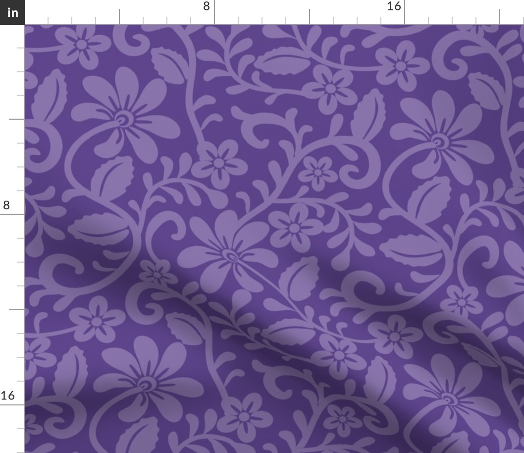 Bigger Scale Grape Purple Fancy Floral Scroll