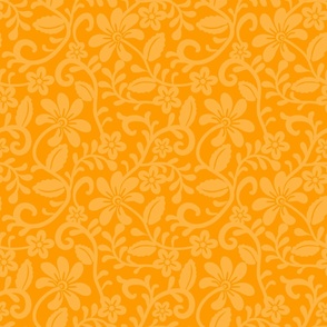 Bigger Scale Marigold Fancy Floral Scroll