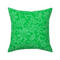 Bigger Scale Grass Green Fancy Floral Scroll