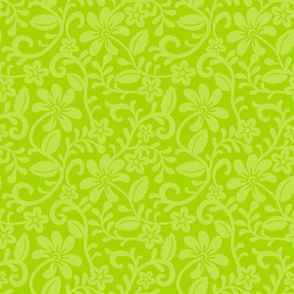 Bigger Scale Lime Green Fancy Floral Scroll