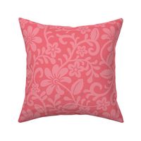 Bigger Scale Watermelon Pink Fancy Floral Scroll