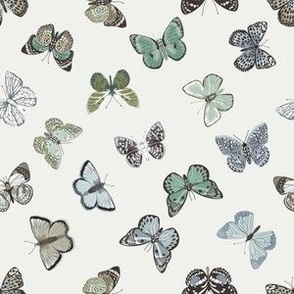 SMALL  blue butterflies fabric - blue and green butterfly interiors