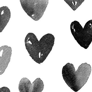 watercolor hearts black and white scale L