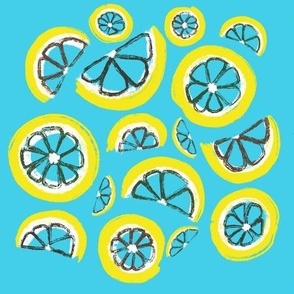 Zingy Lemon Slices - Whole and Half - On Sky Blue