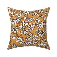 JUMBO chamomile daisy meadow fabric - daisy bedding, wallpaper, yellow