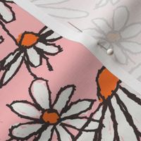 JUMBO chamomile daisy meadow fabric - daisy bedding, wallpaper, pink
