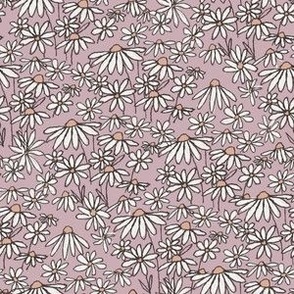 SMALL chamomile daisy meadow fabric - daisy bedding, wallpaper, lilac