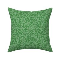 Smaller Scale Kelly Green Fancy Floral Scroll