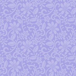 Smaller Scale Lilac Lavender Light Purple Fancy Floral Scroll