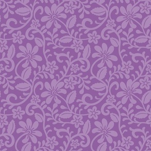 Smaller Scale Orchid Purple Fancy Floral Scroll