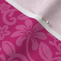 Smaller Scale Bubblegum Pink Fancy Floral Scroll