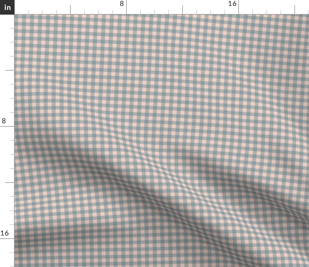 1/4"  dusty blue check fabric - gingham coordinate