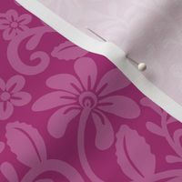 Smaller Scale Berry Pink Fuchsia Fancy Floral Scroll