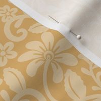Smaller Scale Honey Gold Fancy Floral Scroll