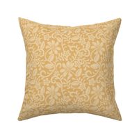 Smaller Scale Honey Gold Fancy Floral Scroll