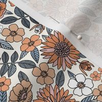 SMALL retro floral fabric - 70s floral wallpaper