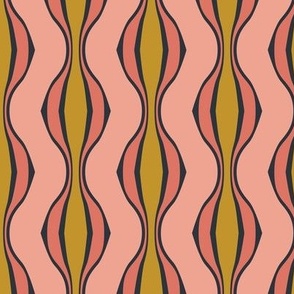 Clunky Curvy Stripe - Peach background