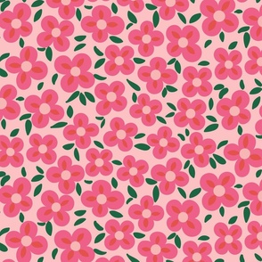 Large // Ditsy Pink flowers on pink