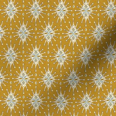 Chamak - Indian Block Print Boho Geometric Goldenrod Yellow Small Scale