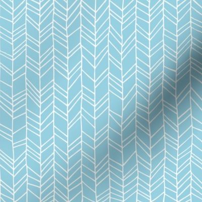 Blue Crazy Chevron Herringbone Hand Drawn Geometric Pattern