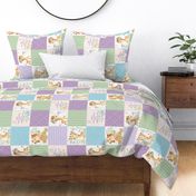 GiGi the Giraffe Patchwork Quilt – Girls Baby Blanket Nursery Bedding (lavender green blue) Quilt A, ROTATED