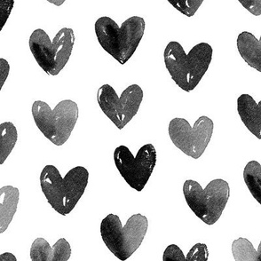 watercolor hearts black and white scale M