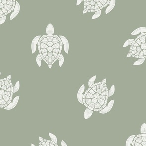 JUMBO sea turtle wallpaper, ocean green, sage green, interiors design