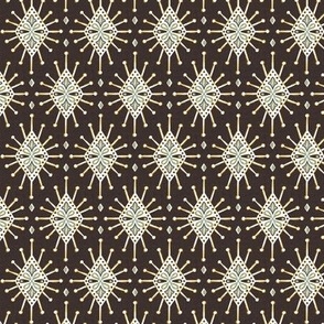 Chamak - Indian Block Print Boho Geometric Dark Brown Small Scale