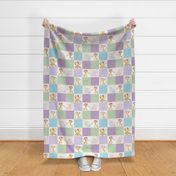 4 1/2" GiGi the Giraffe Patchwork Quilt – Girls Baby Blanket Nursery Bedding (lavender green blue) Quilt A