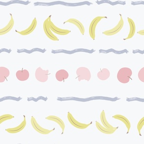 Apples and Bananas Stripe Wallpaper