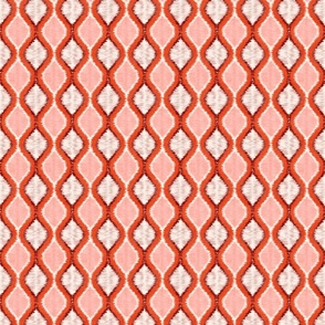 Neo Retro Teardrop- Ikat Ogee in Orange Melon Blush Pink Seashell Maroon- Small Scale