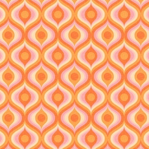 groovy psychedelic swirl retro vintage wallpaper 4 medium scale 60s 70s orange pink by Pippa Shaw