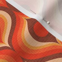 groovy psychedelic swirl retro vintage wallpaper 4 medium scale 60s 70s red hot orange by Pippa Shaw