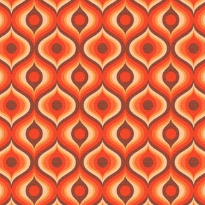 groovy psychedelic swirl retro vintage wallpaper 4 medium scale 60s 70s red hot orange by Pippa Shaw