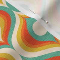 groovy psychedelic swirl retro vintage wallpaper 4 medium scale 60s 70s turquoise red by Pippa Shaw