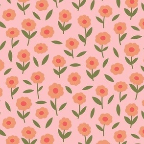 medium // Tiny peach flowers on pink