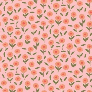 small // Tiny peach flowers on pink