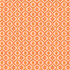 groovy psychedelic swirl retro vintage wallpaper 2 small scale 60s 70s orange pink by Pippa Shaw