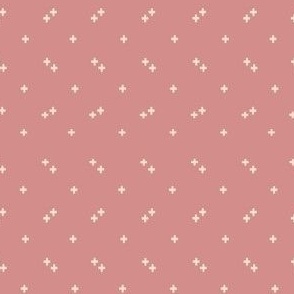 Plus Sign Dusty Rose and Sand Chevron