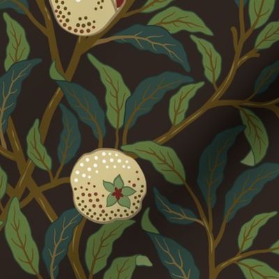 BIRD AND POMEGRANATE IN MODERN VINTAGE COFFEE BROWN - WILLIAM MORRIS