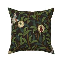 BIRD AND POMEGRANATE IN MODERN VINTAGE COFFEE BROWN - WILLIAM MORRIS