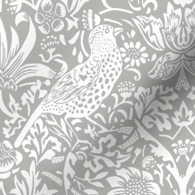 STRAWBERRY THIEF IN COTTAGE GRAY - WILLIAM MORRIS