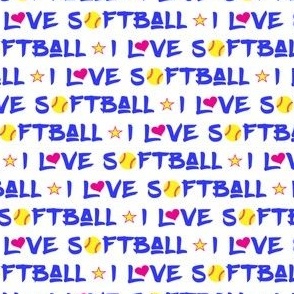 I Love Softball With Star Blue and Pink