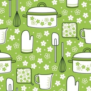 Floral Retro Kitchen Cookware (Lime)