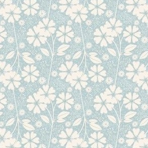 Shabby Chic Heart Wildflower_Light Turquoise, Blue, Cream