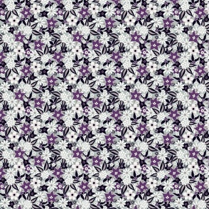 Black Purple And Cream Flowers On Gray (Small)