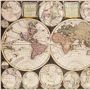 FLAT GLOBE OF THE WORLD 1696 DUTCH OLD WORLD MAP