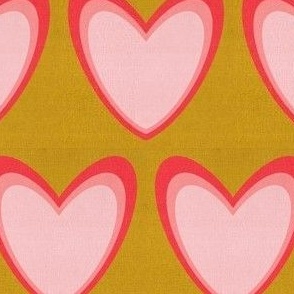 Linen heart pink mustard